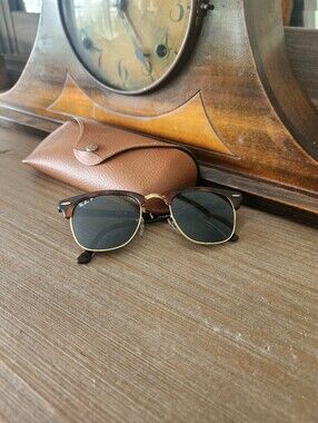 Vintage Ray-Ban Clubmaster Sunglasses in Tortoise and Gold with Dark Lenses